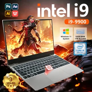 2026 15.6" Ultra Slim Laptop intel Core i9-9900 16GB RAM 1/2TB SSD Windows 11 Fingerprint Unlock Office game Backlight Laptop