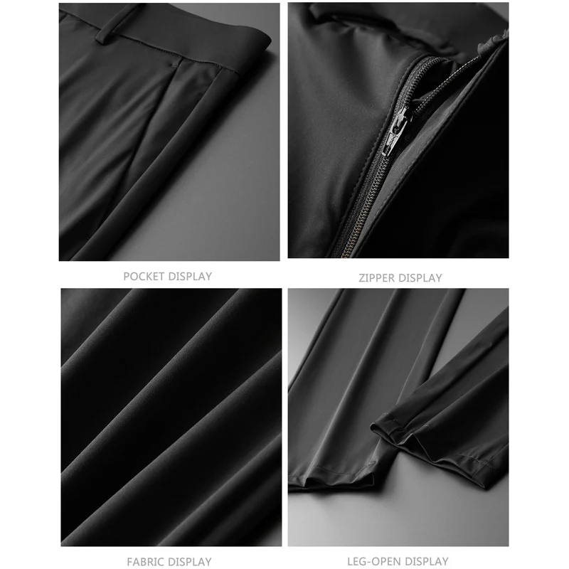BROWON New Ice Silk Casual Pants Men Spring and Summer Mid Straight Thin Breath Pants Comfortable Light Elastic Loose Trousers - AliExpress 200000343 - Image 5