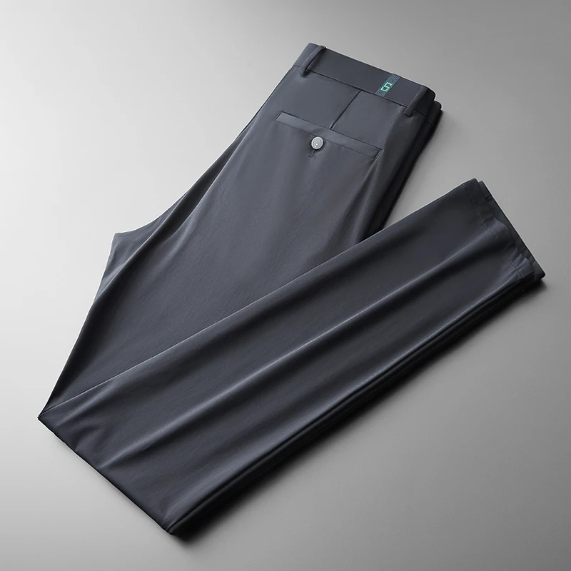 BROWON New Ice Silk Casual Pants Men Spring and Summer Mid Straight Thin Breath Pants Comfortable Light Elastic Loose Trousers - AliExpress 200000343 - Image 6