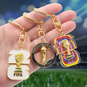 2026 FIFA World Cup Enamel Metal Keychain, UV Printed Soccer Key Ring, Football Fan Souvenir, Car Bag Pendant, Sports Gift